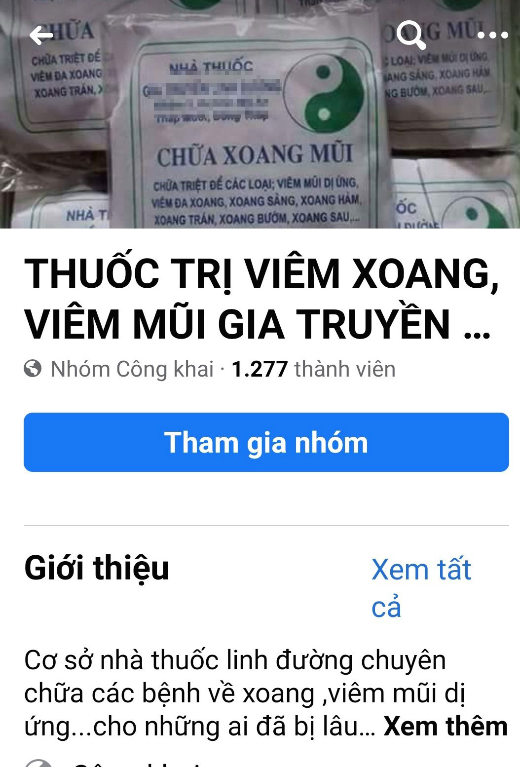 Thuốc điều trị viêm xoang gia truyền