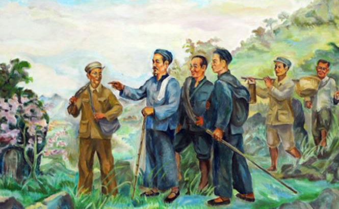 Tranh vẽ Bác Hồ về nước ngày 28/01/1941 (Ảnh tư liệu)