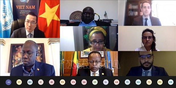 Vietnam welcomes positive developments in South Sudan The online meeting is presided over by Ambassador Pham Hai Anh, Chargé d’Affaires a.i. to the United Nations (Photo: VNA)