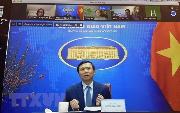 Ambassador Dang Dinh Quy, head of Vietnam’s permanent mission to the United Nations, speaks from Hanoi. (Photo: V NA)
