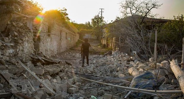 Ten most outstanding international events in 2020 The scene of an area following the conflict between Azerbaijan and Armenia in the disputed Nagorno-Karabakh region (Photo: DPA/VNA)