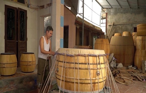 The house of a traditional drum craftsman in Doi Tam Village. (Photo: VNA)