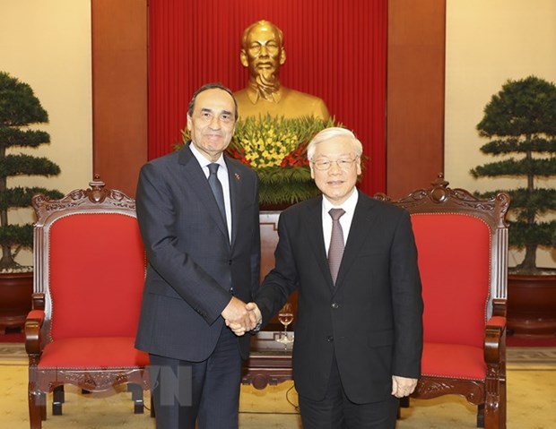 Photo exhibition marks 60 years of Vietnam – Morocco diplomatic ties Party General Secretary Nguyen Phu Trong receives President of the Moroccan House of Representatives Habib El Malki during the latter's official visit to Vietnam (Hanoi, December 19, 2017) (Photo: VNA)