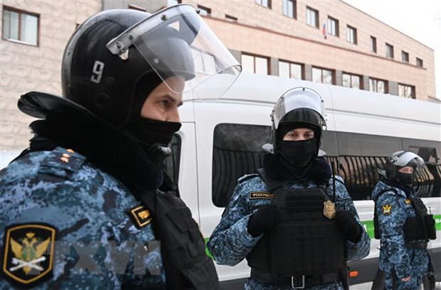 Cảnh sát Nga tuần tra tại Moskva, Nga. (Ảnh: AFP/TTXVN)