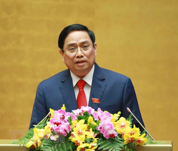 Thủ tướng Chính phủ Phạm Minh Chính phát biểu nhậm chức. (Ảnh: Phương Hoa/TTXVN)