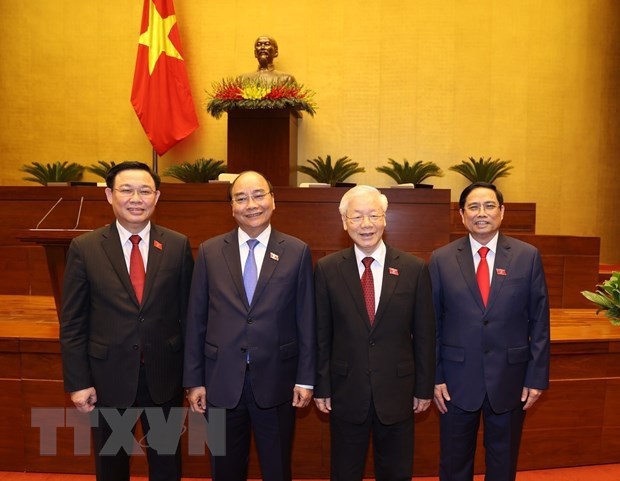 Egyptian media highly evaluates Vietnam’s new leadership From left: NA Chairman Vuong Dinh Hue, State President Nguyen Xuan Phuc, Party General Secretary Nguyen Phu Trong, and Prime Minister Pham Minh Chinh (Photo: VNA)