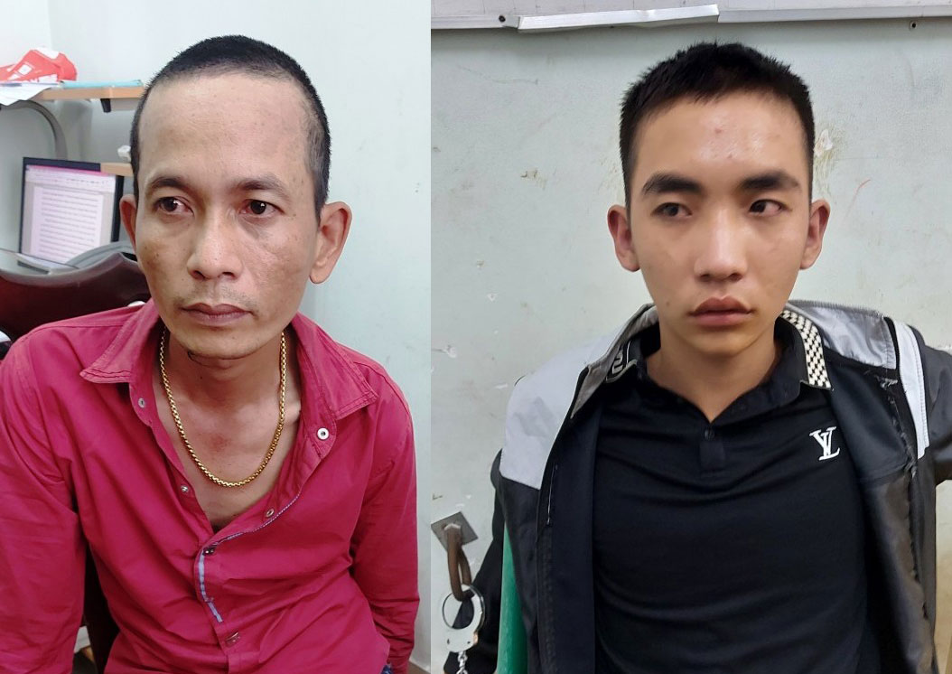 2 đối tượng trộm Bùi Minh Tài (bên trái) và Nguyễn Tấn Đạt bị bắt giữ