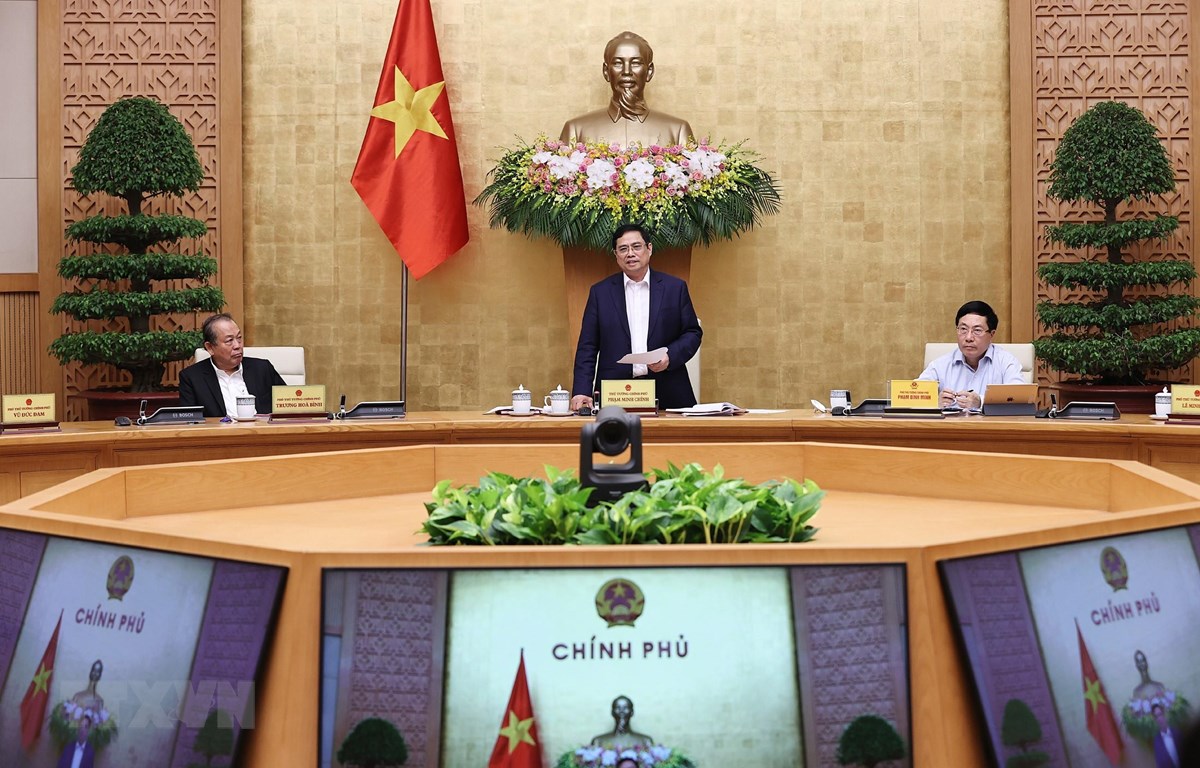 Thủ tướng Phạm Minh Chính phát biểu kết luận phiên họp. (Ảnh: Dương Giang/TTXVN)