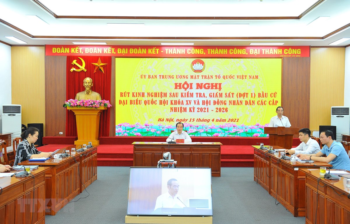 MTTQ Việt Nam tổ chức Hội nghị trực tuyến rút kinh nghiệm sau công tác kiểm tra, giám sát bầu cử ĐBQH và HĐND. (Ảnh: Minh Đức/TTXVN)