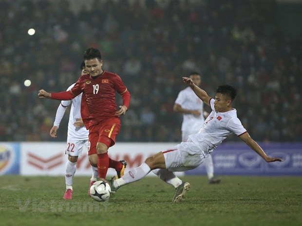 Đội tuyển Việt Nam tập huấn hai giai đoạn trong tháng Năm trước khi sang UAE thi đấu vòng loại World Cup 2022. (Ảnh: PV/Vietnam+)