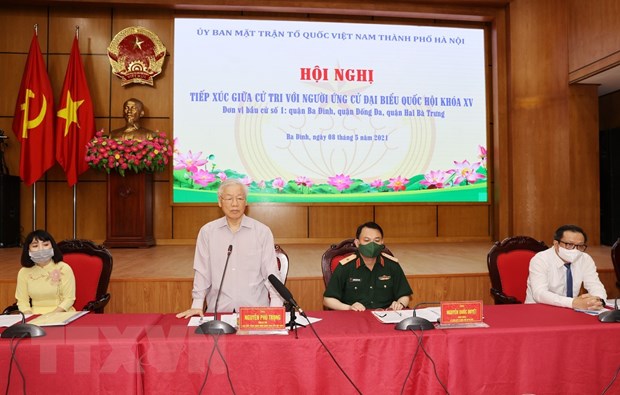 Tổng Bí thư Nguyễn Phú Trọng, Bí thư Quân ủy Trung ương trình bày Chương trình hành động. (Ảnh: Trí Dũng/TTXVN)