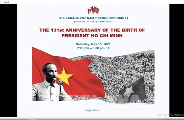 Canada seminar spotlights President Ho Chi Minh’s life and career The online seminar held by the Canada – Vietnam Friendship Society (Photo: VNA)