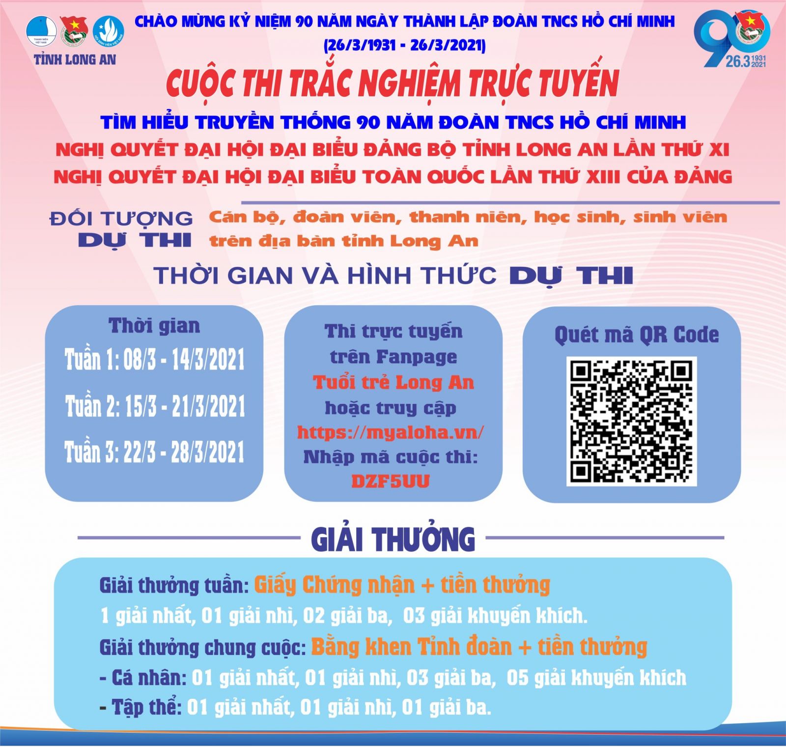 Thông qua mạng xã hội, các tổ chức, đoàn thể tổ chức nhiều hội thi trắc nghiệm tìm hiểu nghị quyết đại hội Đảng và đoàn thể các cấp,... đạt hiệu quả tích cực (Trong ảnh: Thông tin về cuộc thi trực tuyến do Tỉnh đoàn phát động)