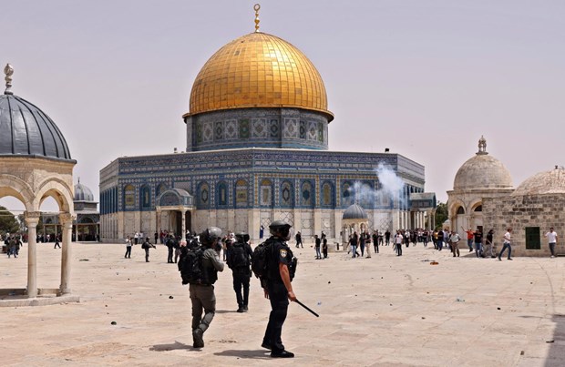 Đụng độ tại Đền Al-Aqsa trong ngày 21/5 sau khi có lệnh ngừng bắn (Nguồn: AFP)