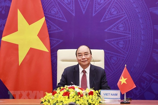 Chủ tịch nước Nguyễn Xuân Phúc tham dự Hội nghị Thượng đỉnh về Khí hậu. (Ảnh: Thống Nhất/TTXVN)