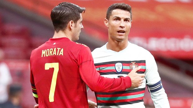 Morata và Ronaldo cùng không có được phong độ cao nhất. (Nguồn: beinsports)