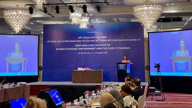 High-level policy dialogue marks 25th anniversary of ASEM The ASEM high-level dialogue on women’s economic empowerment amid the COVID-19 pandemic, held at the initiative of Vietnam, in Hanoi in October 2020 (Photo: VNA)