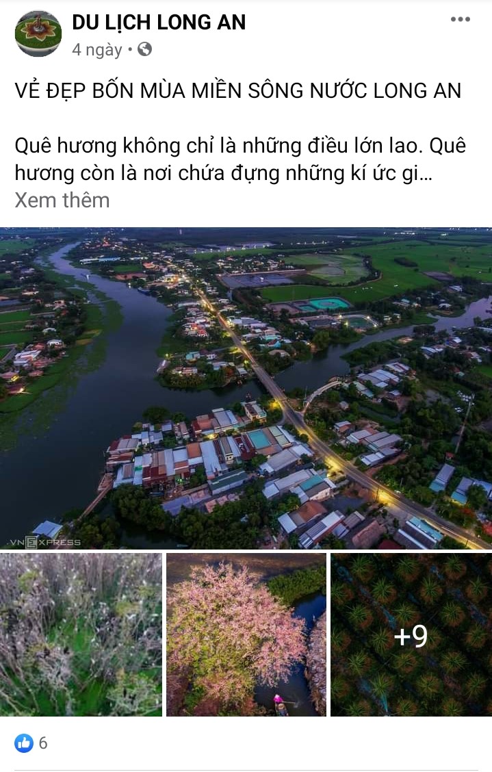 Những thông tin, hình ảnh về du lịch tại Long An được fanpage và Zalo account chia sẻ tạo ra cái nhìn đa chiều, thu hút hơn về du lịch tại Long An (Ảnh chụp màn hình)