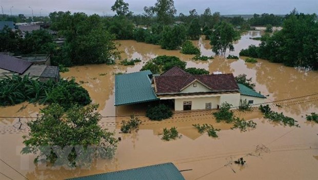 Lũ lớn trên sông Hiếu gây ngập diện rộng tại khu vực xã Thanh An, huyện Cam Lộ, tỉnh Quảng Trị năm 2020. (Ảnh: Hồ Cầu/TTXVN)