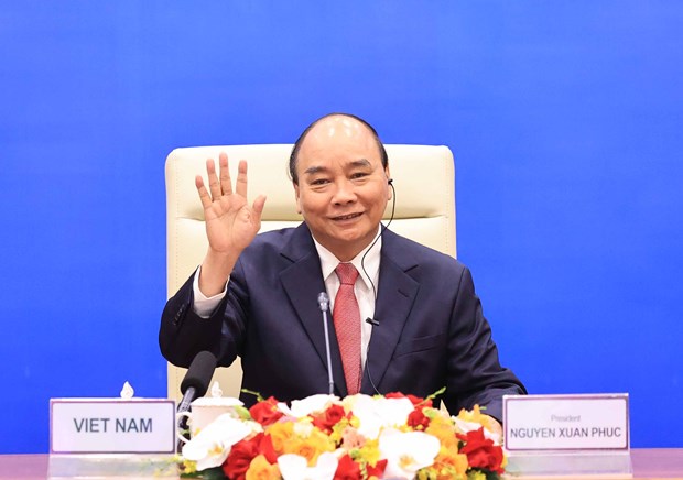President Nguyen Xuan Phuc at a virtual informal meeting of the Asia-Pacific Economic Cooperation (APEC) leaders on July 16 (Photo: VNA)