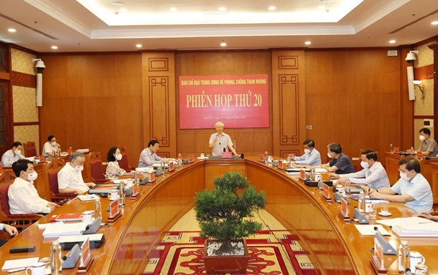 Phiên họp thứ 20 Ban Chỉ đạo Trung ương về phòng, chống tham nhũng Tổng Bí thư Nguyễn Phú Trọng phát biểu kết luận Phiên họp thứ 20. (Ảnh: Trí Dũng/TTXVN)