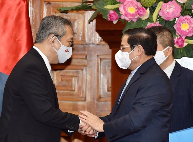 Thủ tướng Chính phủ Phạm Minh Chính và Đại sứ Nhật Bản tại Việt Nam Yamada Takio. (Nguồn: Baochinhphu.vn)