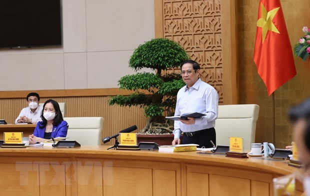 Thủ tướng Phạm Minh Chính chủ trì phiên họp.  (Ảnh: Dương Giang/TTXVN)