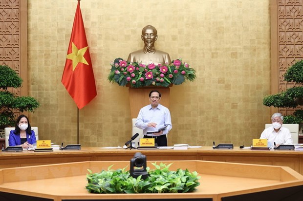 Thủ tướng Phạm Minh Chính chủ trì phiên họp.  (Ảnh: Dương Giang/TTXVN)