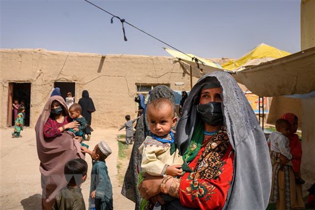 Phụ nữ và trẻ em sơ tán tại tỉnh Helmand, Afghanistan. (Ảnh: AFP/TTXVN)