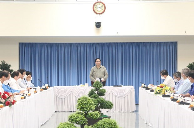 PM Pham Minh Chinh speaks at the working session with Dong Nai province's leaders. (Photo: VNA)