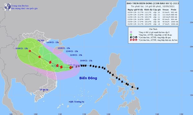 Central localities ramp up efforts to brace for Typhoon Conson Map on the route of Typhoon Conson (Source: VNA)