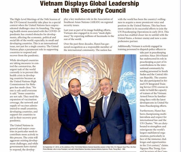 Vietnam displays global leadership at UNSC: The Washington Times The article published by The Washington Times