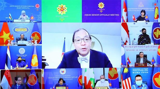 Các điểm cầu dự Hội nghị các Quan chức cao cấp (SOM) ASEAN. (Ảnh: Nguyễn Điệp/TTXVN)