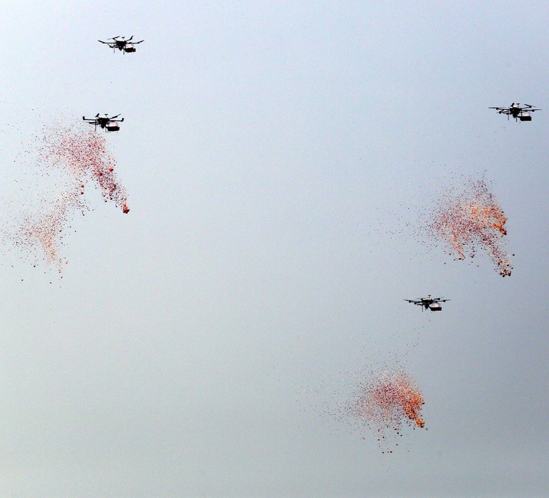 Bản demo UAV bầy đàn của Lục quân Ấn Độ. Ảnh: TWITTER