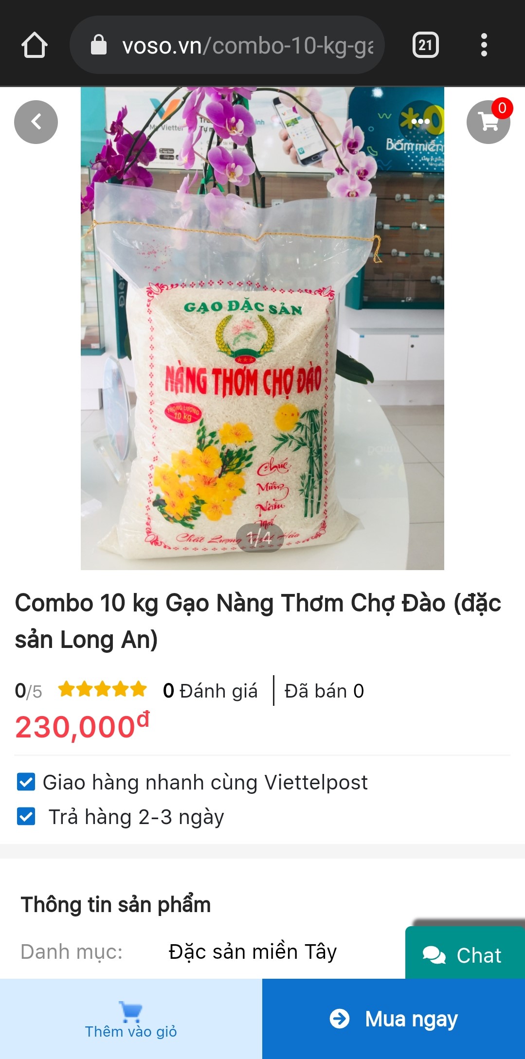 Nông sản Long An được bán trên sàn thương mại điện tử Voso.vn
