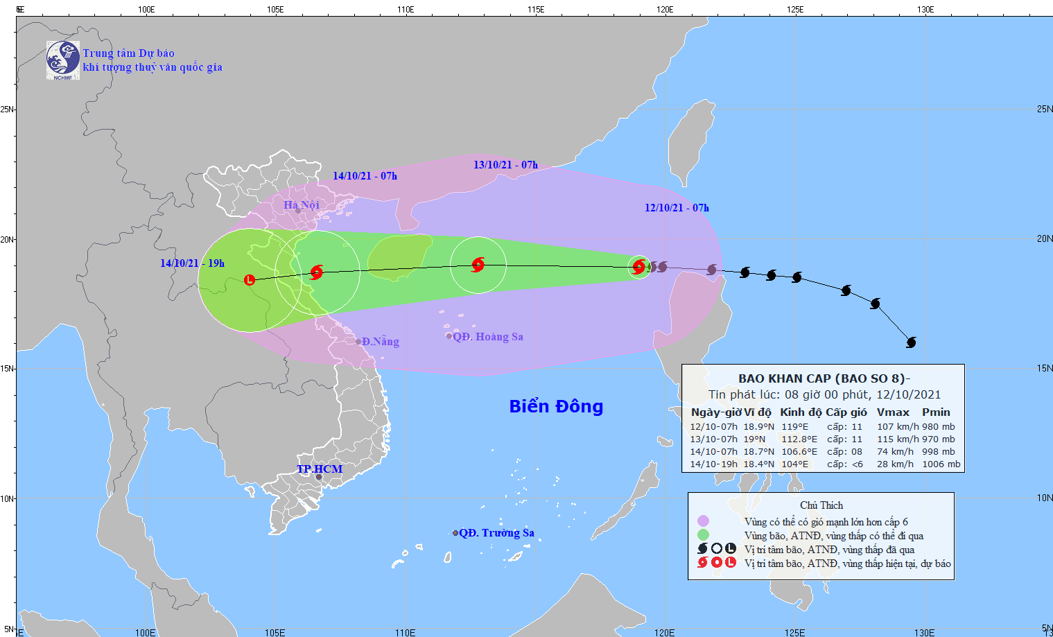 Bão số 8 được dự báo đổ bộ vào Thanh Hóa-Quảng Bình trong vài ngày tới.