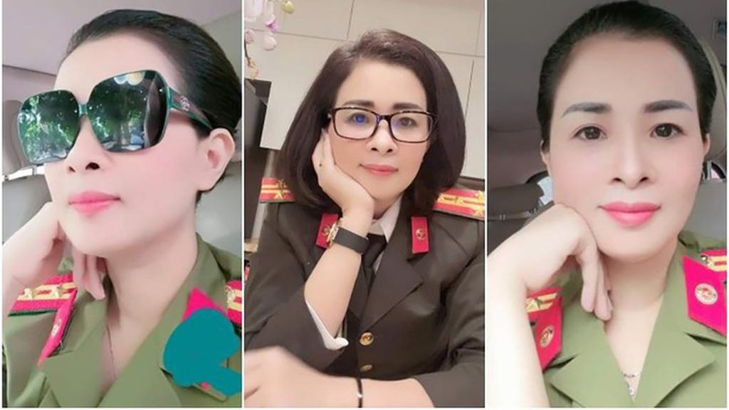 Bà Lan đăng lên Facebook cá nhân ảnh mặc sắc phục công an, đeo hàm đại tá. Ảnh CÔNG AN CUNG CẤP