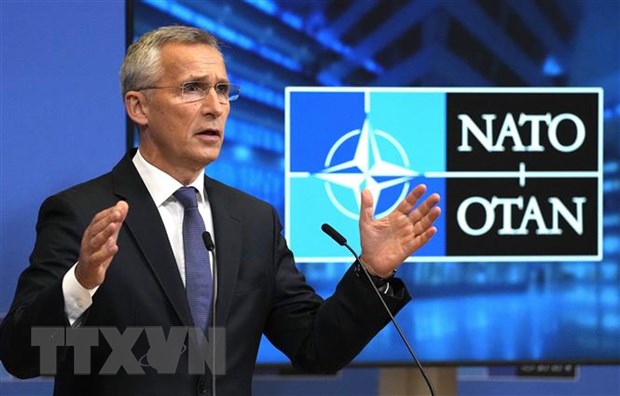 Tổng thư ký Tổ chức Hiệp ước Bắc Đại Tây Dương (NATO) Jens Stoltenberg phát biểu tại trụ sở của NATO ở Brussels, Bỉ. (Ảnh: AFP/TTXVN)