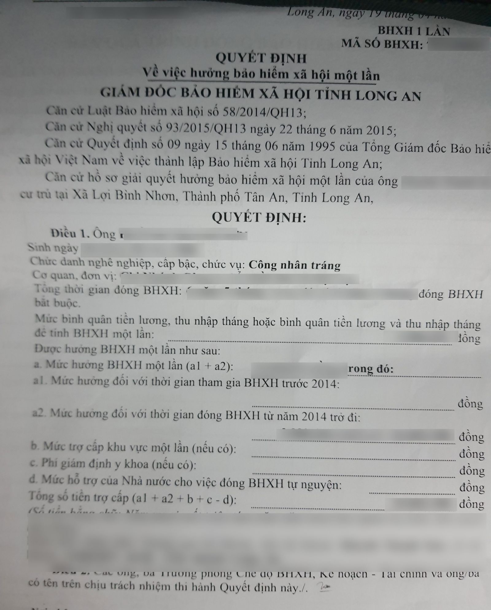 Anh H.T.S. rút bảo hiểm xã hội một lần với lý do chờ đến hưởng lương hưu thì thời gian lâu