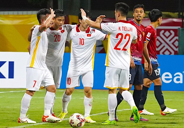 Tuyển Việt Nam mở màn AFF Cup 2020 thuận lợi với chiến thắng 2-0 trước Lào. (Ảnh: VFF)