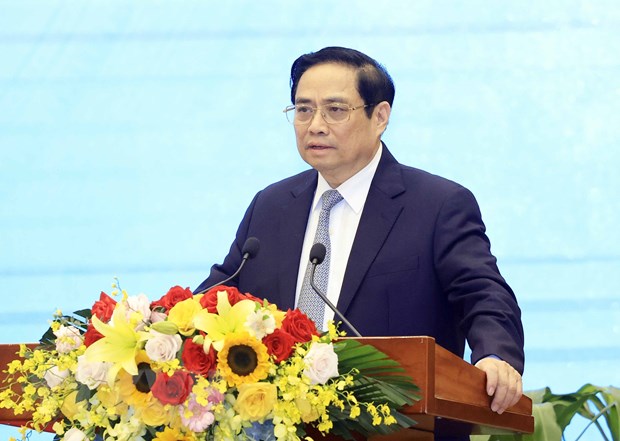 Những vấn đề lý luận và thực tiễn về Nhà nước pháp quyền XHCN Việt Nam Ủy viên Bộ Chính trị, Thủ tướng Chính phủ Phạm Minh Chính, Phó trưởng Ban Chỉ đạo phát biểu khai mạc Hội thảo. (Ảnh: Thống Nhất/TTXVN)