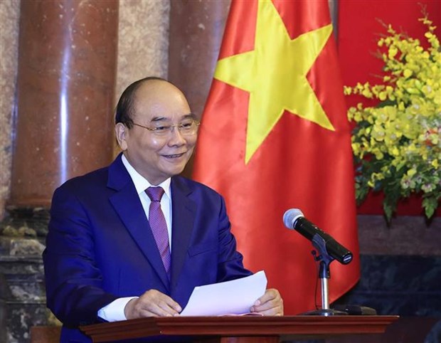 President Nguyen Xuan Phuc speaks at the reception (Photo: VNA)