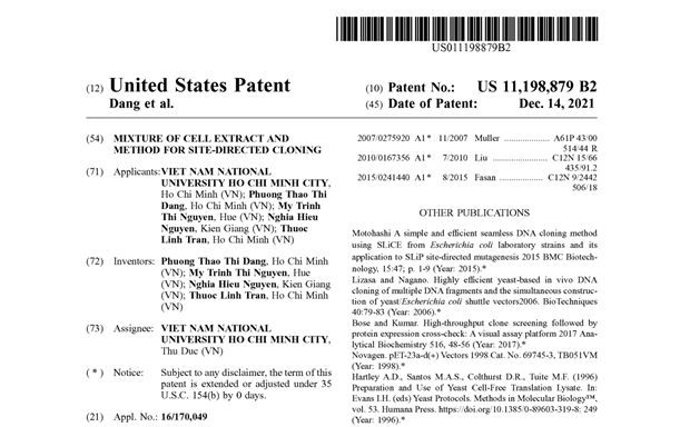 Vietnam’s biotechnology invention receives patent in US The University of Science under the Vietnam National University - Ho Chi Minh City (VNU-HCM) receives a patent from the US Patent and Trademark Office (USPTO) for its new invention in bio-technology. (Photo: vnuhcm.edu.vn