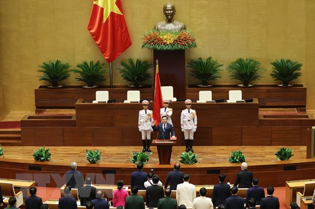 Quốc hội với dấu ấn đổi mới và những quyết sách chưa có tiền lệ Ông Vương Đình Huệ tuyên thệ nhậm chức Chủ tịch Quốc hội khóa XV. (Ảnh: Dương Giang/TTXVN)