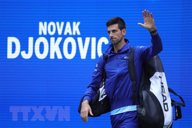 Tay vợt Novak Djokovic trước một trận đấu tại giải quần vợt US Open ở New York, Mỹ ngày 12/9/2021. (Ảnh: AFP/TTXVN)