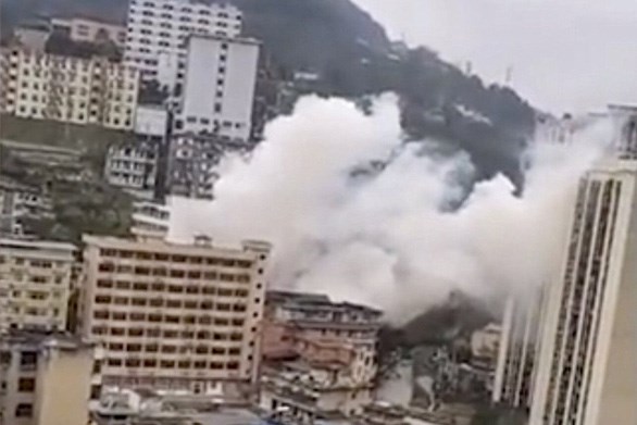 Hình ảnh vụ nổ tại Trùng Khánh ngày 7-1.(Ảnh: Weibo)