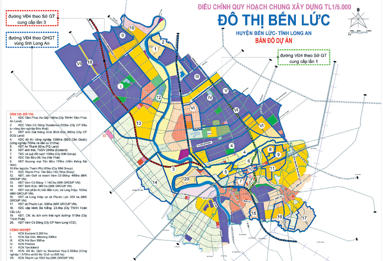 Bản đồ điều chỉnh quy hoạch chung xây dựng  tỷ lệ 1/5.000 đô thị Bến Lức