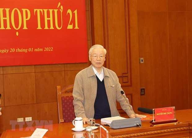Phiên họp thứ 21 của Ban Chỉ đạo Trung ương về phòng, chống tham nhũng Tổng Bí thư Nguyễn Phú Trọng phát biểu chỉ đạo. (Ảnh: Trí Dũng/TTXVN)