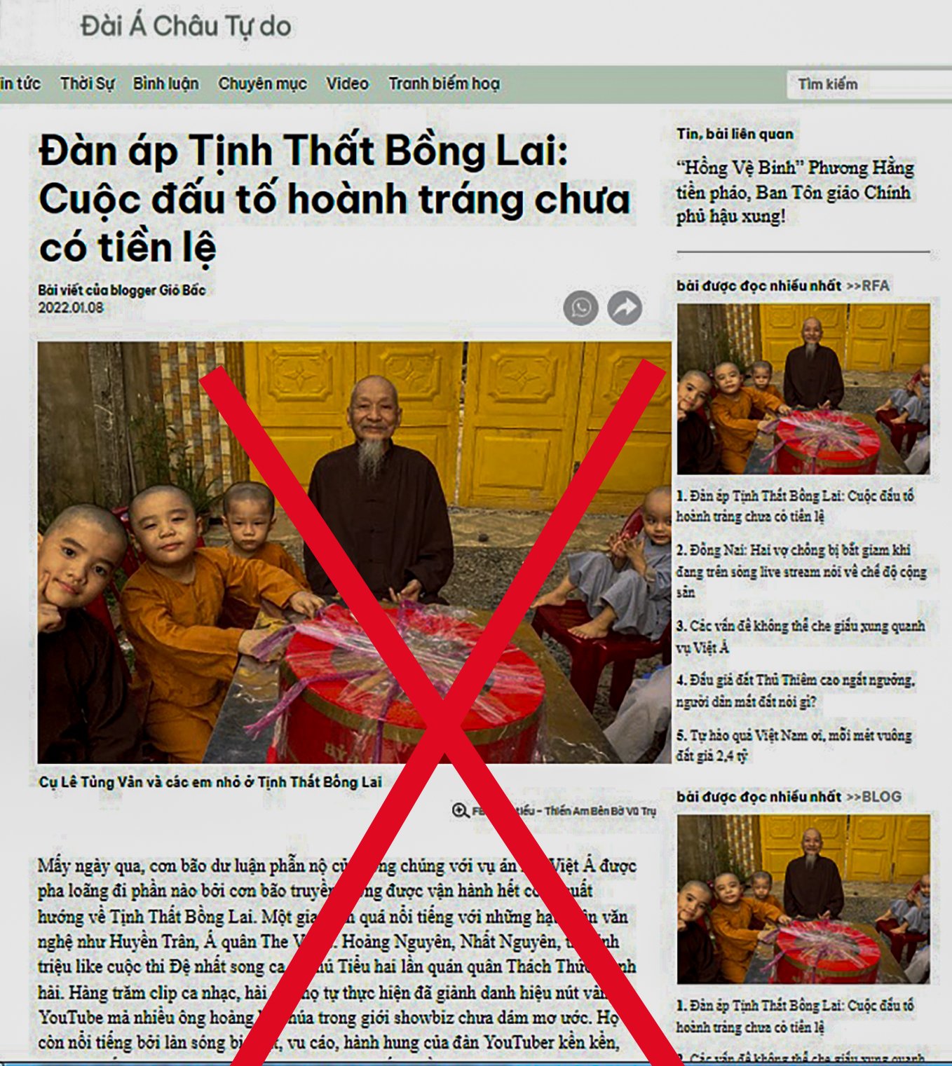 Đài Á Châu tự do xuyên tạc sự thật về vụ việc “Tịnh thất Bồng Lai”