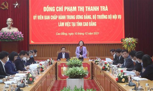 Bộ Nội vụ làm việc với Tỉnh uỷ Cao Bằng về công tác quản lý biên chế giai đoạn 2022-2026. (Ảnh: Chu Hiệu/TTXVN)